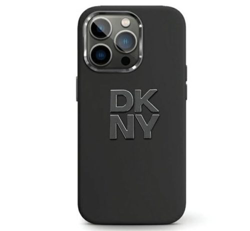 DKNY Liquid Silicone Metal Logo Apple iPhone 15 / 14 / 13 hátlap tok, fekete, DKHCP15SSMCBSK