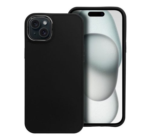 Frame iPhone 15 Plus közepesen ütésálló tok kameravédő kerettel, fekete