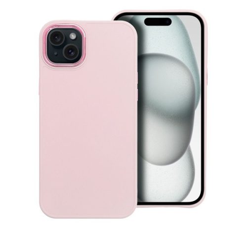 Frame iPhone 15 Plus közepesen ütésálló tok kameravédő kerettel, rózsaszín