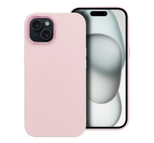 Frame iPhone 15 közepesen ütésálló tok kameravédő kerettel, rózsaszín