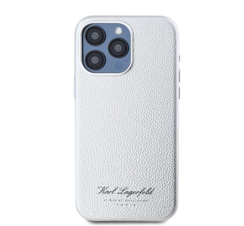 Karl Lagerfeld Grained PU Hotel RSG iPhone 15 Pro Max hátlap tok, ezüst