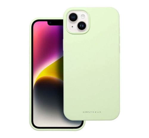 Roar Apple iPhone 14 Plus prémium szilikon tok velúr béléssel, világoszöld