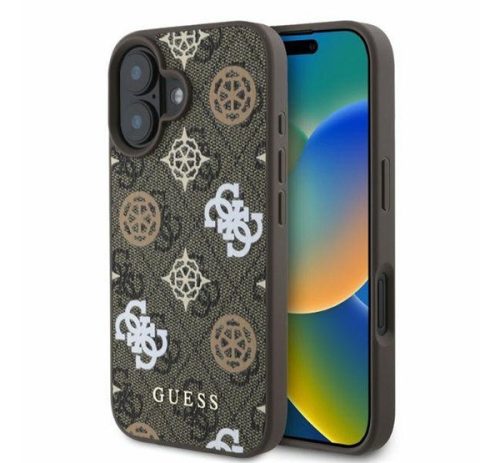 Guess Peony On 4G Background Apple iPhone 16 MagSafe kompatibilis tok, barna GUHMP16SP4PWPW