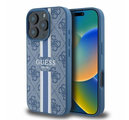 Guess 4G Printed Stripes MagSafe Apple iPhone 16 Pro Max hátlap tok, kék GUHMP16XP4RPSB