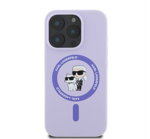 Karl Lagerfeld Silicone KC Heads Ring Apple iPhone 16 Pro Max hátlap tok, lila KLHMP16XSCMKCRHU