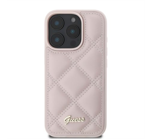 Guess PU Leather Quilted Apple iPhone 16 Pro hátlap tok, rózsaszín